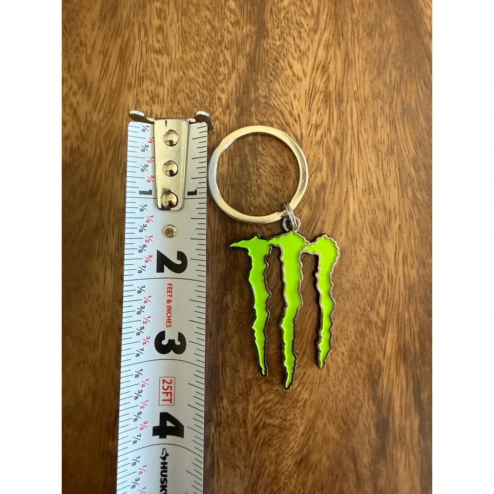 Monster Energy Logo Keychain and Enamel Pin Set Neon Green Claw Accessory